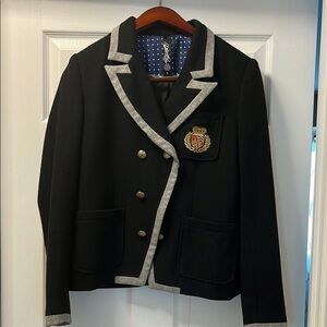 Priorities women Black Blazer with Gray Trim and Crest  Size Large